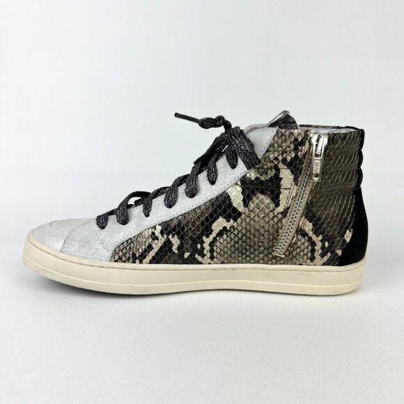 P448 Womens Skate High Top Sneakers Python Brown Snakeskin Glitter size 37 US 7 - Picture 7 of 16